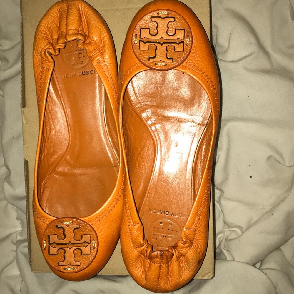 Orange Tory Burch Work Flats